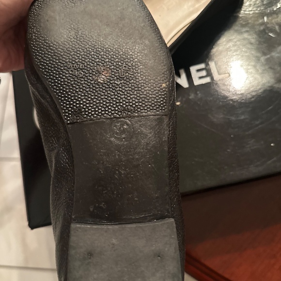 Chanel Black White Cap Toe Leather Ballet Flats - Picture 3 of 5